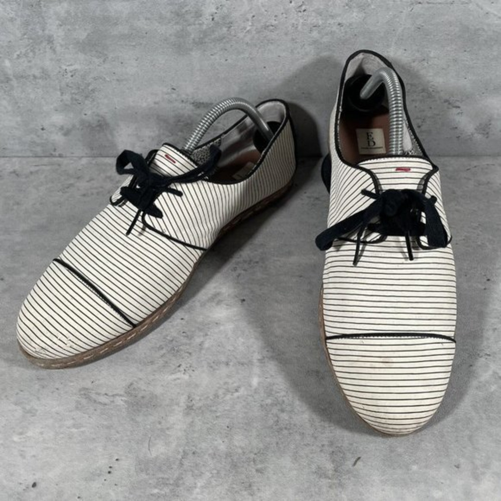 ED By Ellen Degeneres Womens Noram Striped White‎ Black Oxford Shoes Sz US 11M